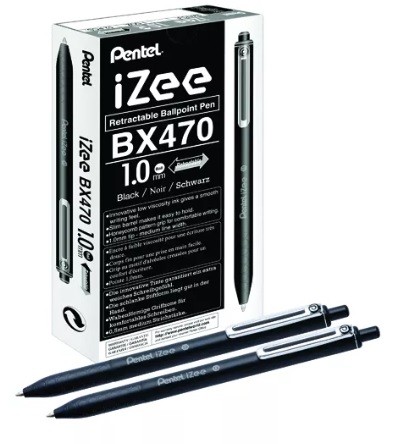 Pentel - Ret Ball Point Pen Black (IZEE 1.0mm)
