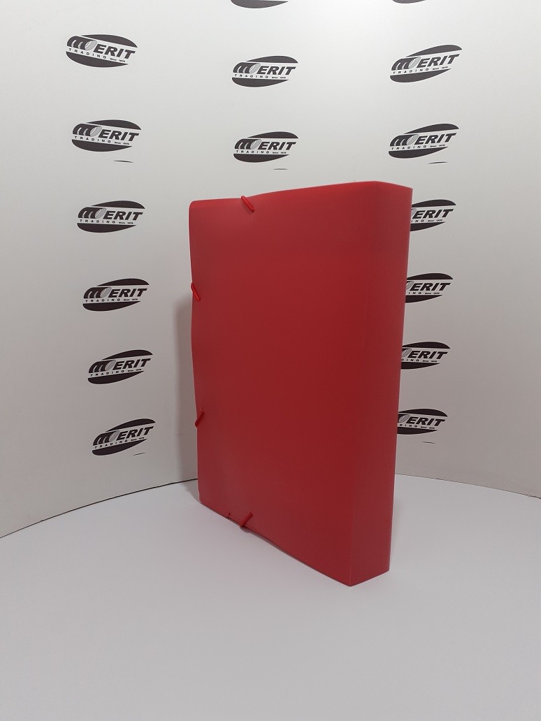 Elastic BoxFile PVC 50mm Spine - ( SOLID - RED )
