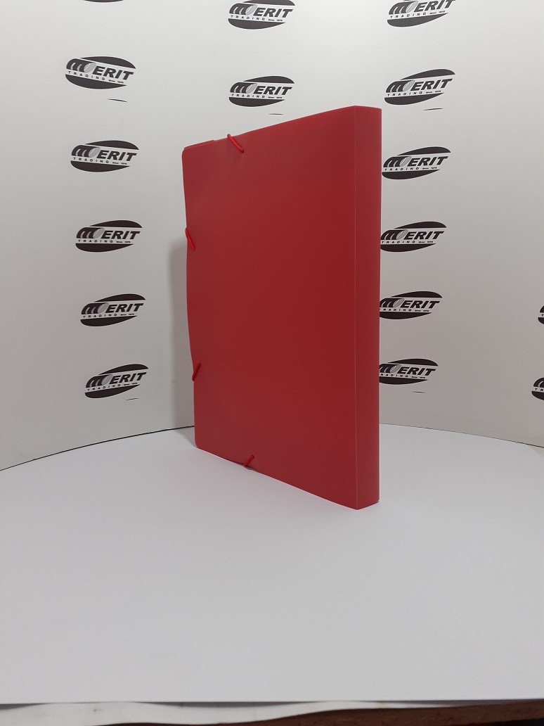 Elastic BoxFile PVC 30mm Spine - ( SOLID - RED )