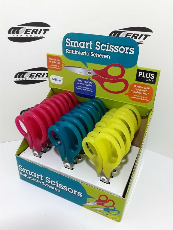 Kids Scissors Display x 24 Neon 14.5 cm Plus