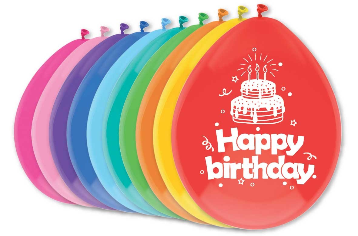 Balloons x 10 Happy Birthday ( 1 x 5 )