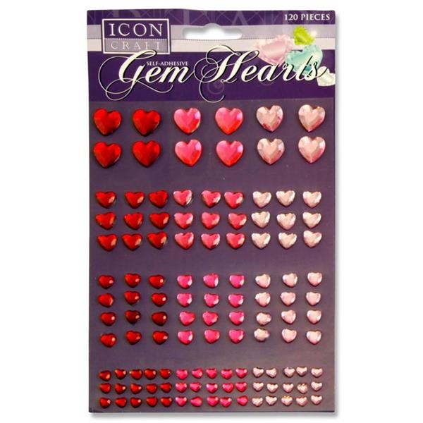 Icon Craft Card 120 Self Adhesive Gem Hearts