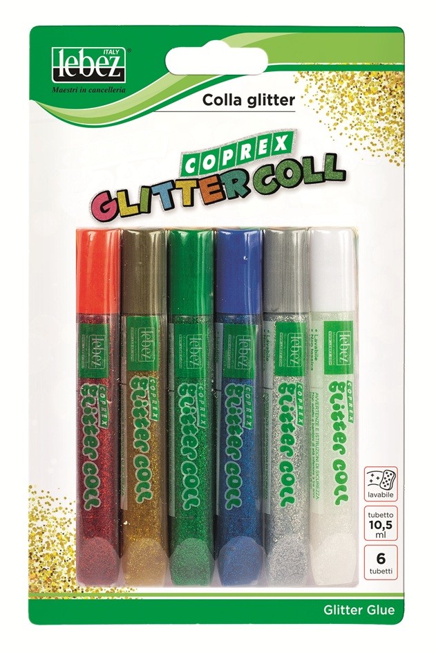 Glitter Glue x 6 Blister Assorted