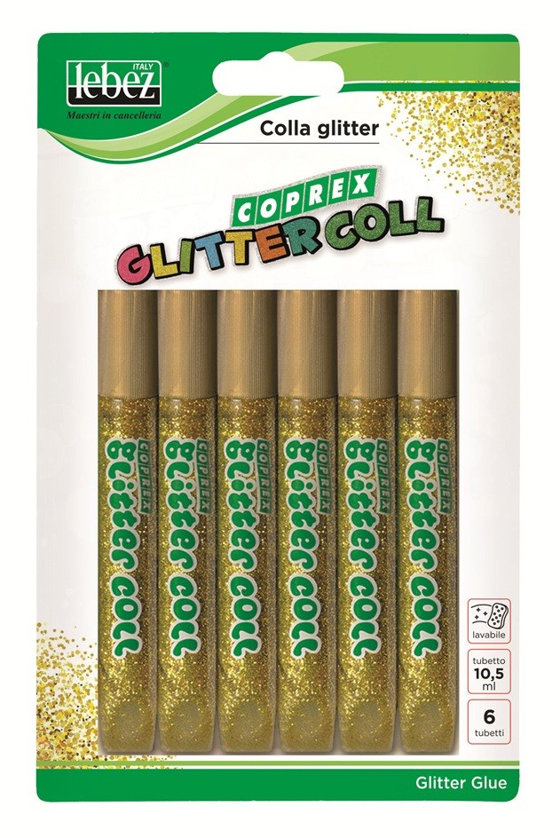 Glitter Glue x 6 Blister Gold