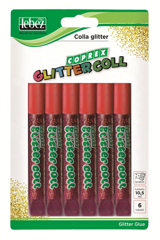 Glitter Glue x 6 Blister Red 