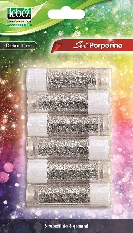 Glitter Powder x 6 / Blister Silver 3 grm