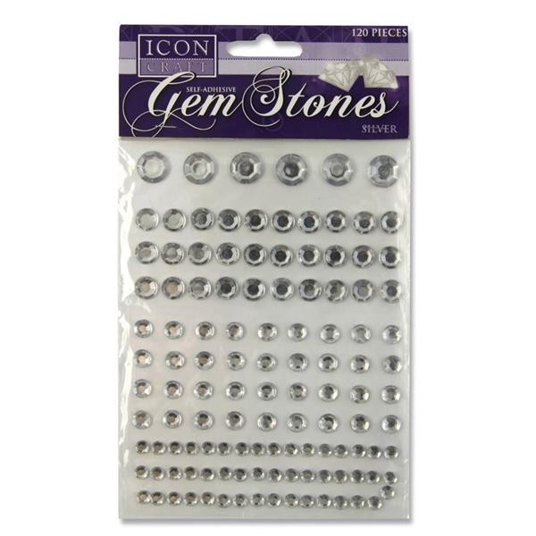 Icon Craft Card 120 Self Adhesive - Gem Stones - Silver