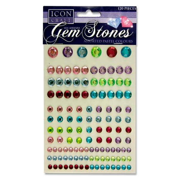Icon Craft Card 120 Self Adhesive - Gem Stones - Pastel