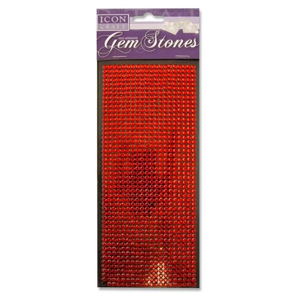 Icon Craft Card 120 Self Adhesive - Gem Stones - Red