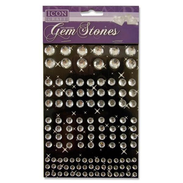 Icon Craft Card 120 Self Adhesive - Gem Stones - White