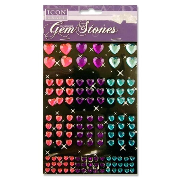 Icon Craft Card 120 Self Adhesive - Gem Stones - Heart