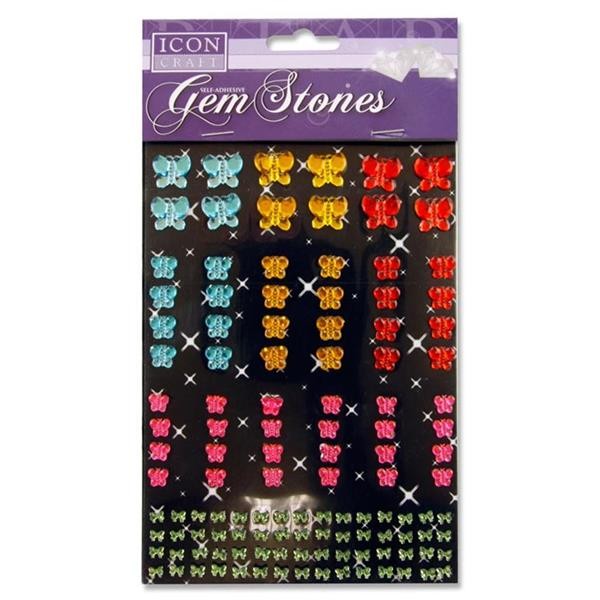 Icon Craft Card 120 Self Adhesive - Gem Stones - Butterfly