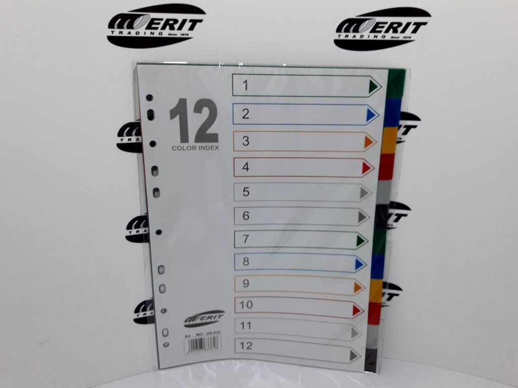 Dividers PVC A4 - Multi Colour 12 Part ( x 70 )