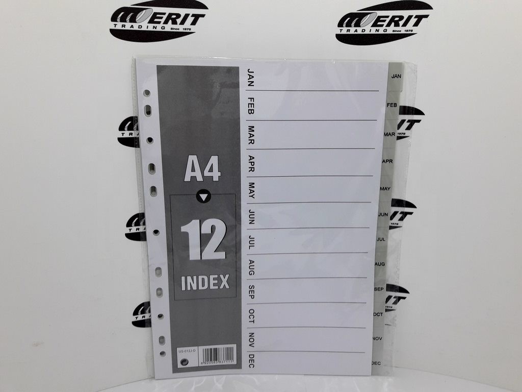 Dividers PVC A4 - Grey Jan - Dec ( x 70 )