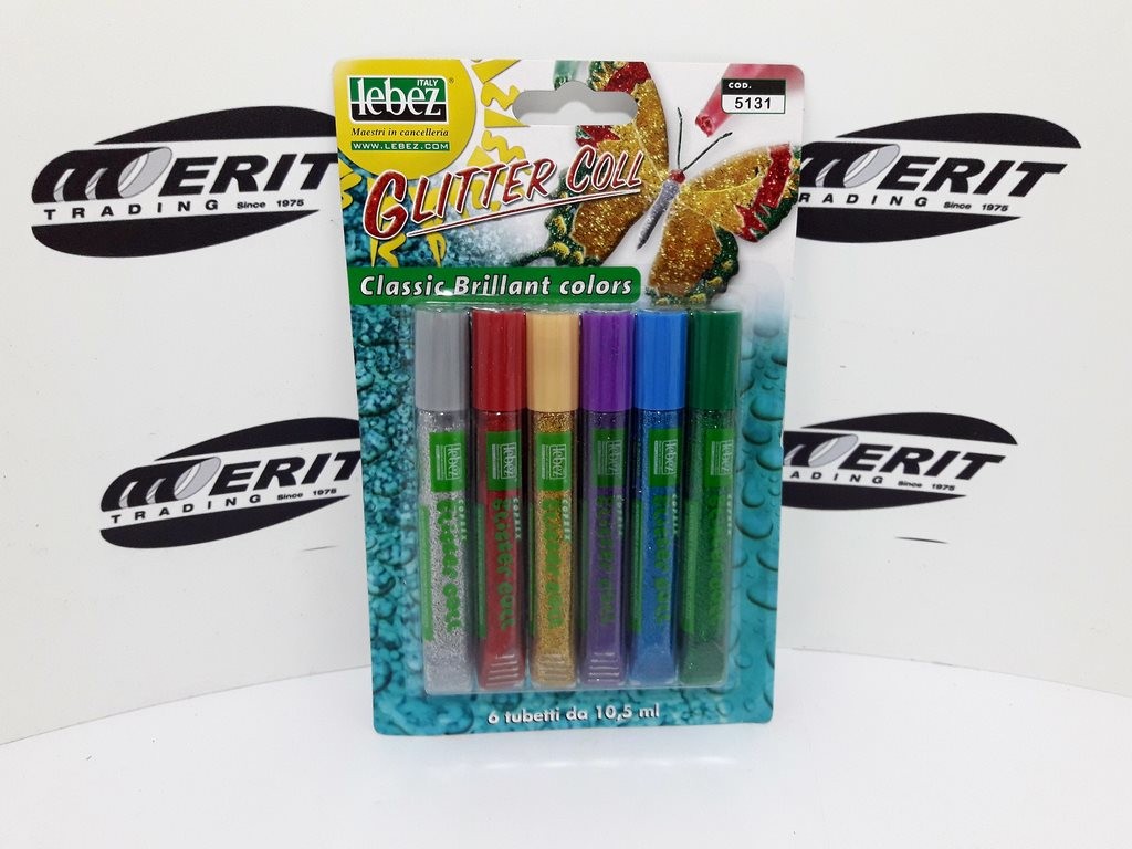 Glitter Glue x 6 Blister Assorted