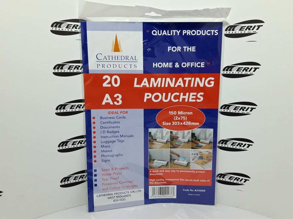 Laminating Pouches A3 - 80 / 160 microns x 20