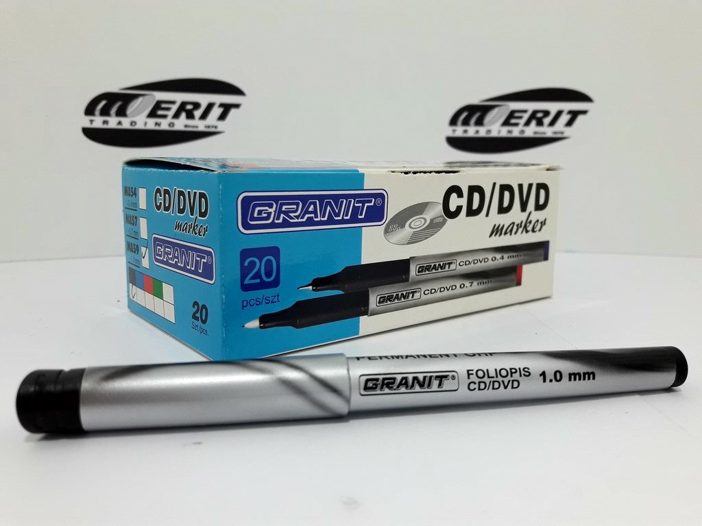 Permanent CD/DVD Marker 1mm Black ( x 20 )