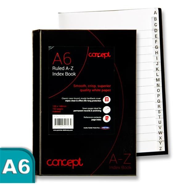 Register A6 Hard Cover 192 Pages Index