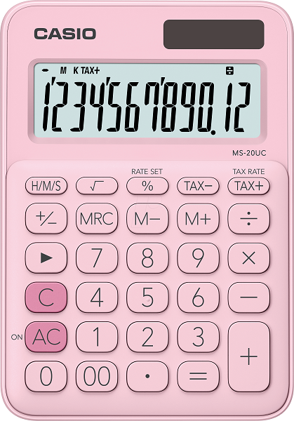 CASIO calculator 12 digits - Solar - L- PINK