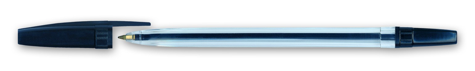 Ball Pen D502 - Transparent Body - Black   ( x 50 )