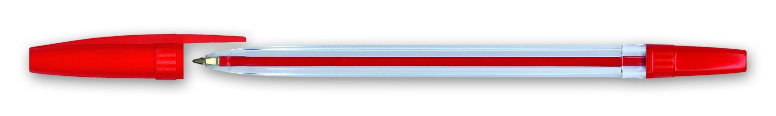 Ball Pen D502 - Transparent Body - Red   ( x 50 )