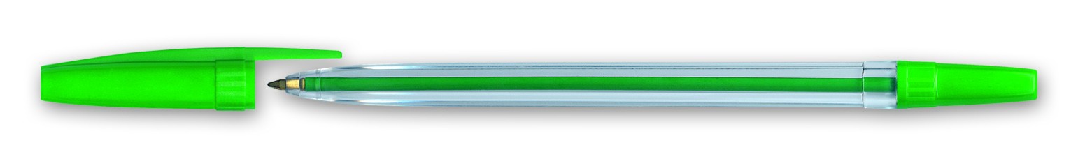 Ball Pen D502 - Transparent Body - Green  ( x 50 )
