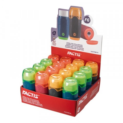 FACTIS - Sharpener CONTAINER and ERASER ( x16 )