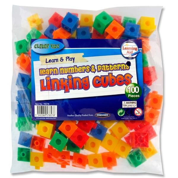 Clever Kidz Bag 100 Coloured Lock - Linking Cubes