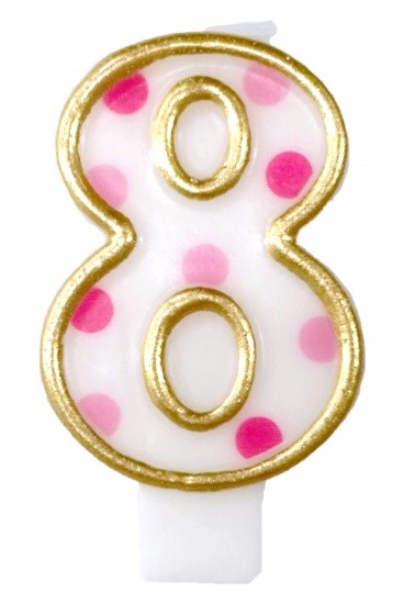 Candle Number 8 Pink 