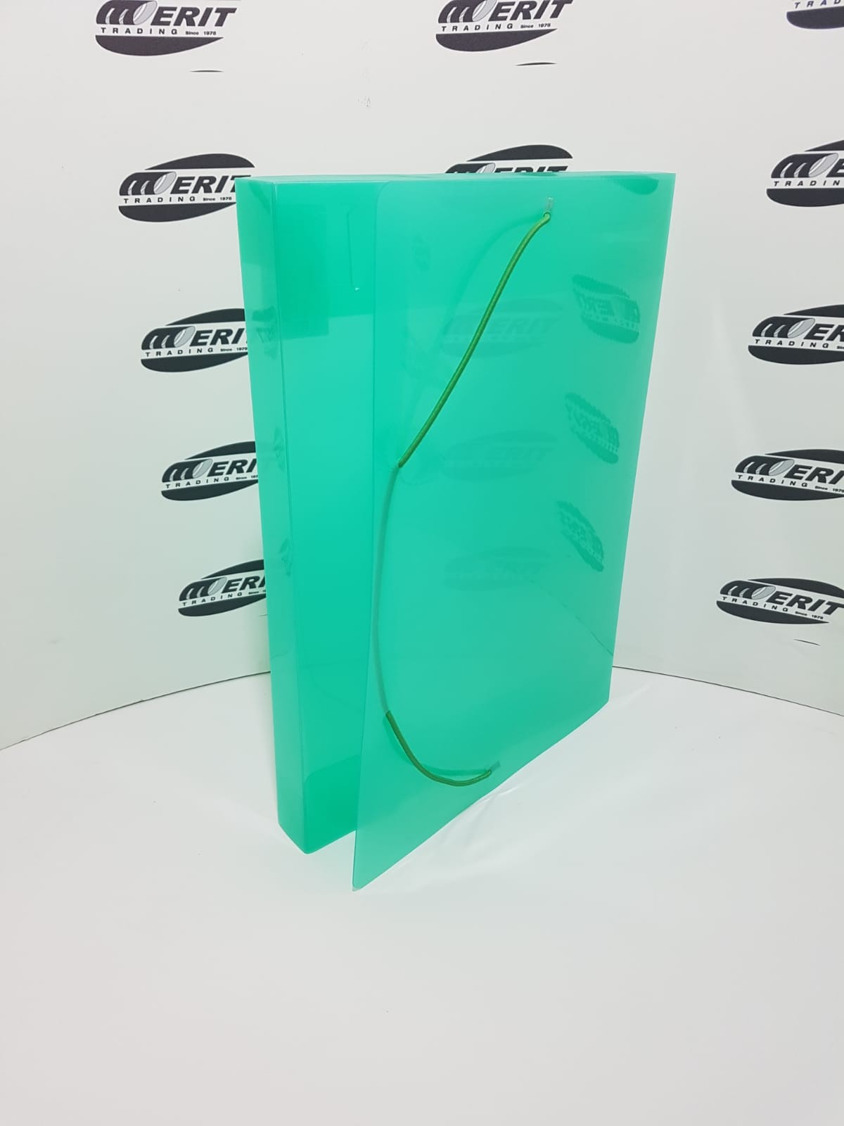 Elastic BoxFile PVC 30mm Spine - GREEN