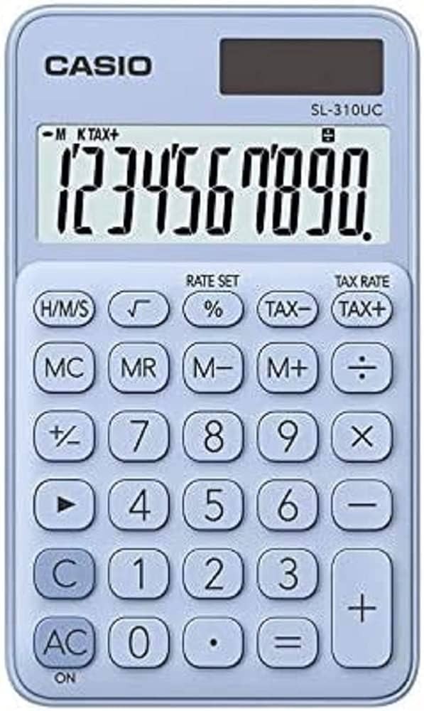 CASIO calculator 10 digits - Solar - LIGHT BLUE - s/s