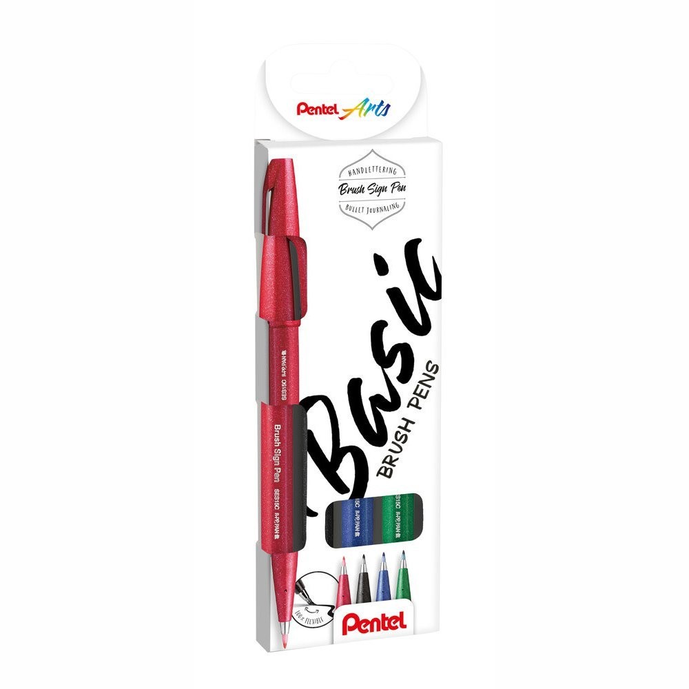 Pentel - Brush Sign Pen - x 4 - BASIC