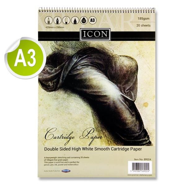 Premier - A3  Sketch Pad 185 GSM  --- 20 SHEETS (x5)