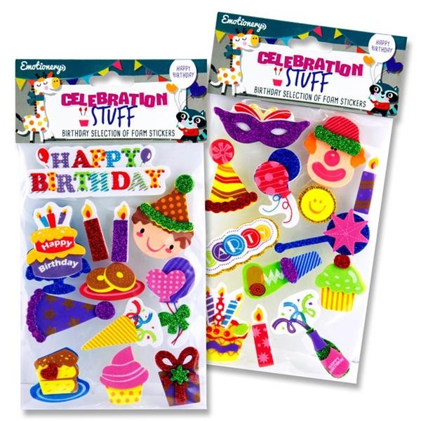 Emotionery 3d Stuff Foam Stickers - Happy Birthday 2 Asst.