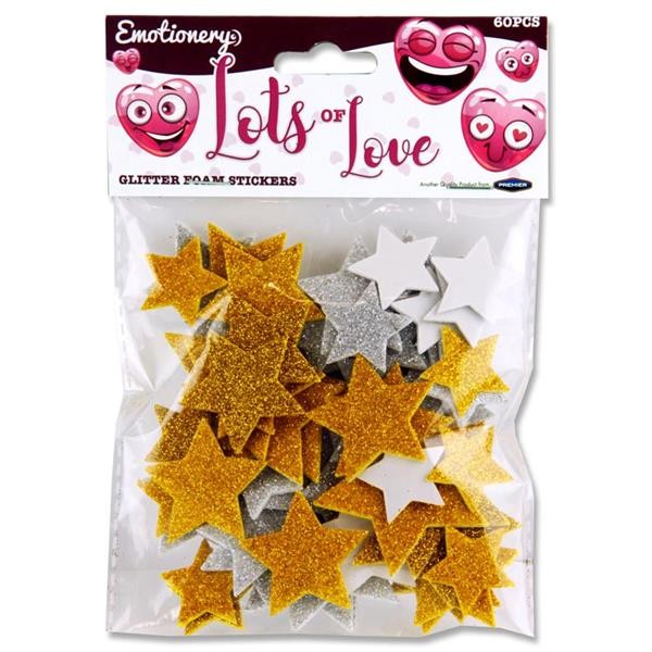 Emotionery Pkt 60 Glitter Foam Stickers Stars