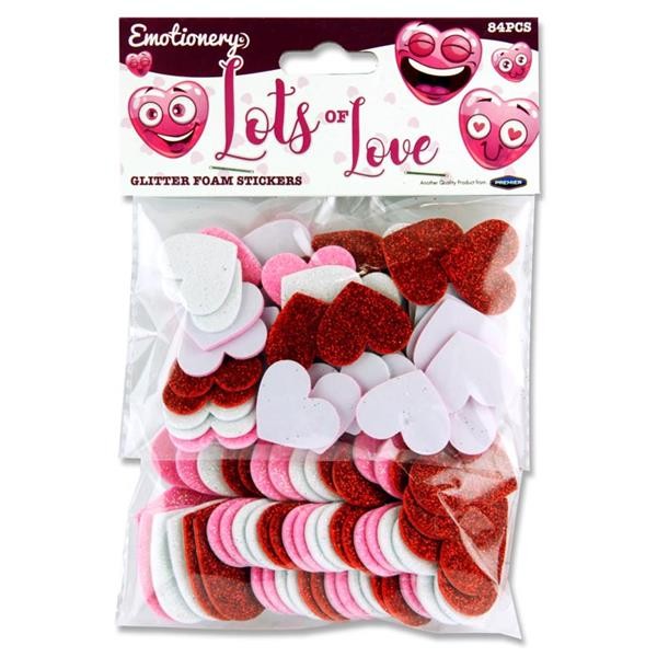 Emotionery Pkt 60 Glitter Foam Hearts