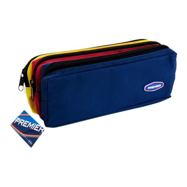Premier 3 Pocket Zip Pencil Pouch / case - Y/R/B