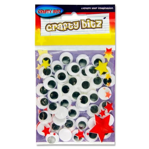 Wiggle Eyes x 50 - Black ( 1 x 5 ) - One Size