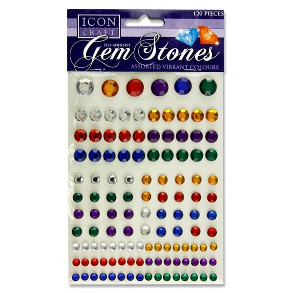 Icon Craft Card 120 Self Adhesive - Gem Stones - Assorted