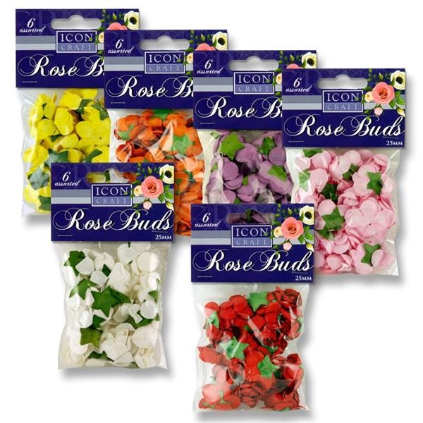 Icon Craft 25mm Paper Rose Buds Pkt.20 6 Asst.