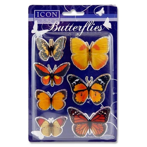 Icon Craft Butterfly Embellishments - Orange 2 Asst.