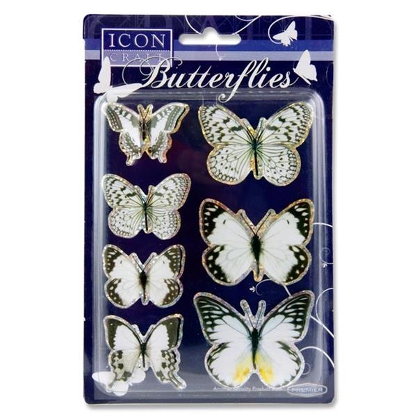Icon Craft Butterfly Embellishments - White 2 Asst.