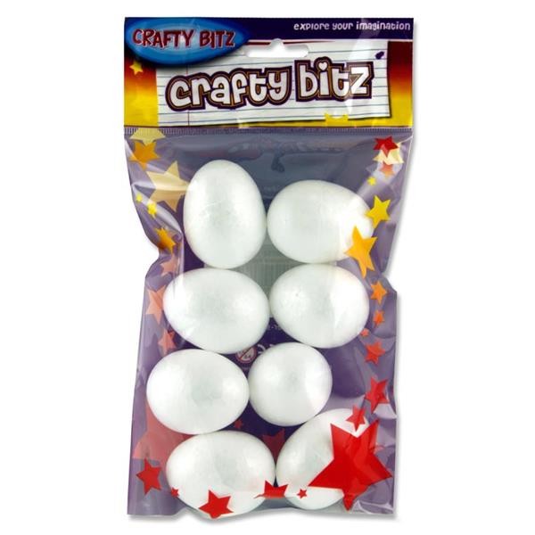 Crafty Bitz Pkt.8 Polystyrene Eggs - 5cm