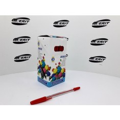 Ball Pen D502 - Transparent Body - Red   ( x 50 )