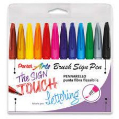 Pentel - Brush Sign Pen - ( Pastel Set )