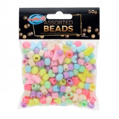 Beads - 50g Pastel Shaped Beads - Asst